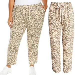 Caslon 100% Linen Leopard Print Tulip Hem Pants, Beige‎ Oyster - Size S